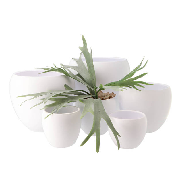 DK Design bloempot/plantenpot - Vinci - wit mat - voor kamerplant - D19 x H22 cm - Plantenpotten