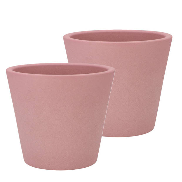 DK Design bloempot/plantenpot - 2x - Vinci - lichtroze mat - voor kamerplant - D19 x H21 cm - Plantenpotten