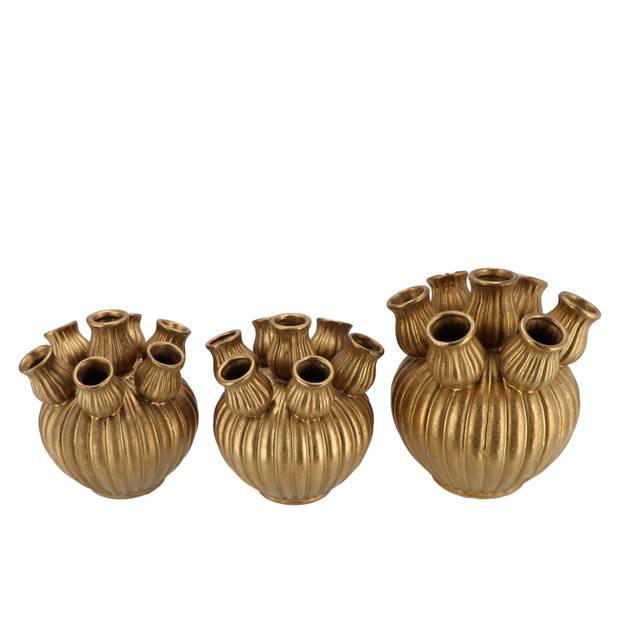 DK Design vaas Amsterdam - tulpenvaas middel - goud - D18 x H17 cm - Vazen