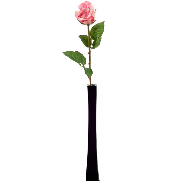 Emerald Kunstbloem Roos Bud tak - 3x - 58 cm - roze - Kunst zijdebloemen - Kunstbloemen