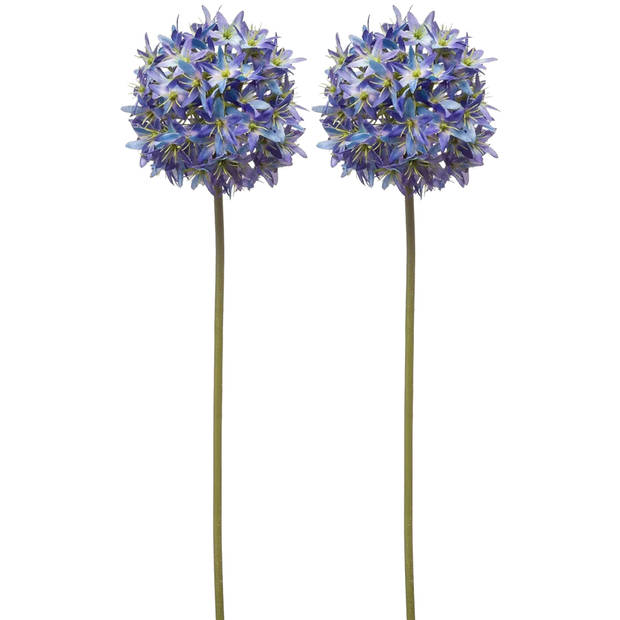 Emerald Allium/Sierui kunstbloem - 2x - losse steel - blauw - 60 cm - Natuurlijke uitstraling - Kunstbloemen