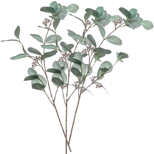 Emerald Kunstbloem Eucalyptus tak - 3x - 73 cm - groen - Kunstbloemen