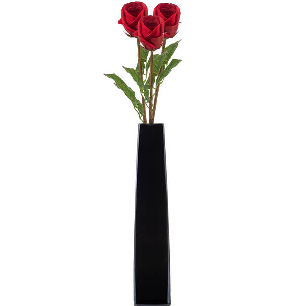 Emerald Kunstbloem Roos Bud tak - 3x - 58 cm - rood - Kunst zijdebloemen - Kunstbloemen