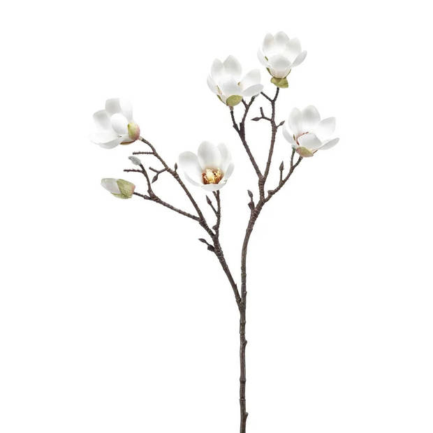 Emerald Kunstbloem Magnolia tak - 65 cm - creme wit - Kunstbloemen