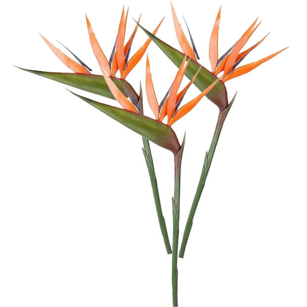 Emerald Kunstbloem Strelitzia - 3x - 90 cm - losse tak - kunst zijdebloem - Paradijsvogelplant - Kunstbloemen