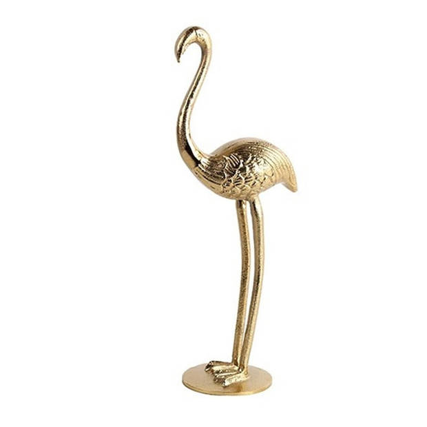 Countryfield dierenbeeld flamingo - goud - aluminium - 16 x 11 x 41 cm - Woondecoratie accessoires - Beeldjes