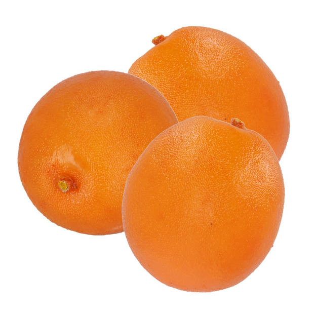 Esschert Design kunstfruit decofruit - 3x - sinaasappel/sinaasappels - ongeveer 7.5 cm - oranje - Kunstbloemen