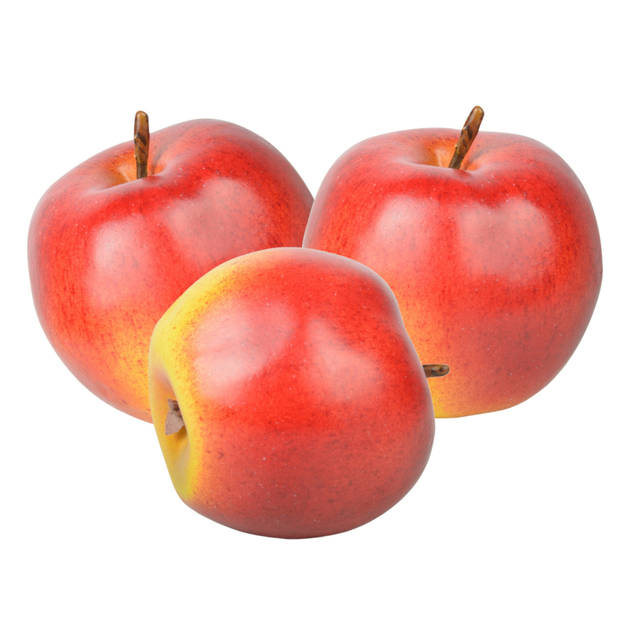 Esschert Design kunstfruit decofruit - 3x - appel/appels - ongeveer 8 cm - rood - Kunstbloemen