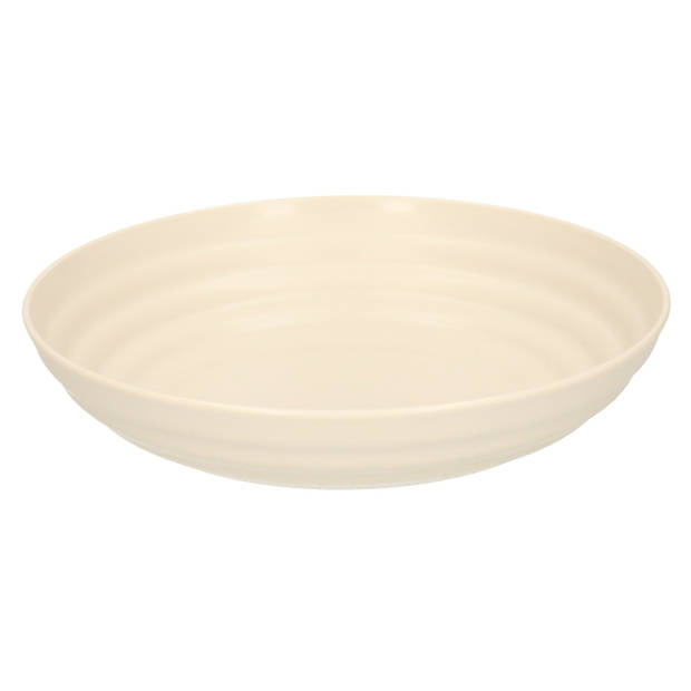 PlasticForte Rond bord/camping - 4x - diep bord - D19 cm - beige - kunststof - soepborden - Diepe borden