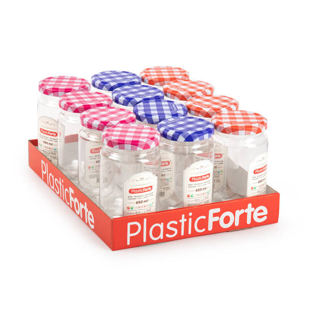 Plasticforte Weckpot/inmaakpot Classic - 450ml - kunststof - draaideksel rood - D7 x H13 cm - Weckpotten