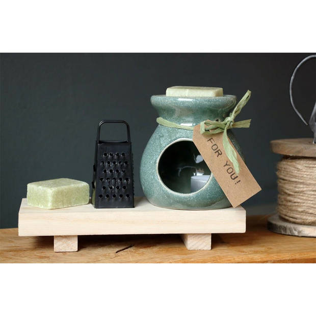 Ideas4seasons Amberblokjes/geurblokjes cadeauset - musk - inclusief geurbrander en mini rasp - Geurbranders
