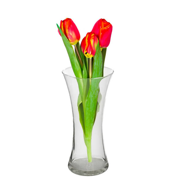 Gerimport bloemenvaas - transparant - helder glas - D18 x 37 cm - Vazen