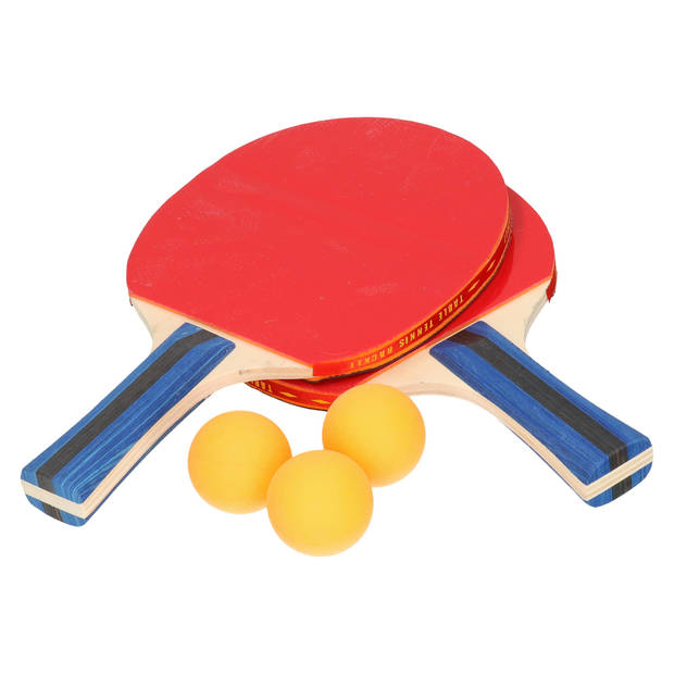 Tafeltennis setje - 2x bats en 9x ballen - hout/kunststof - 26 x 15 cm - pingpong - Tafeltennisset