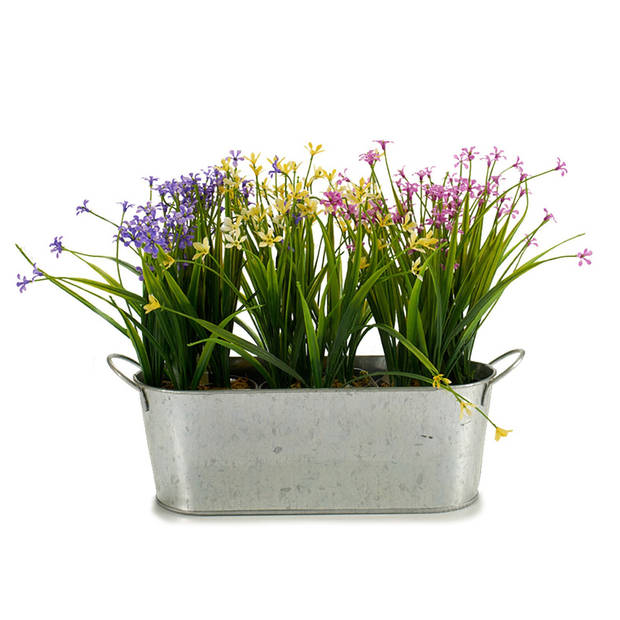Arte r plantenpot/bloempot teil- 2x - zink - zilver - L32,8 x D11 x H11 cm - Plantenpotten