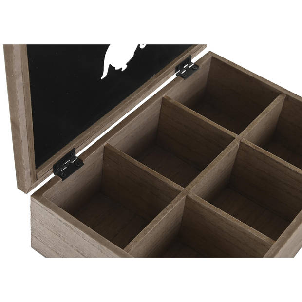 Items Theedoos/opbergdoos Cameron - 6-vaks - MDF hout - 24 x 16 x 7 cm - met doorzichtige deksel - Theedozen