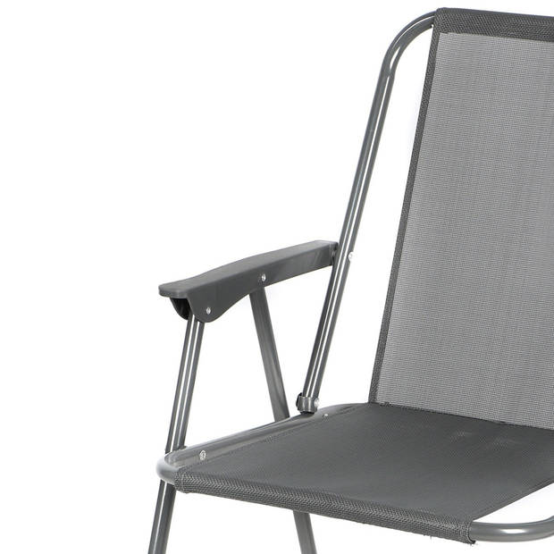 Sunnydays Picnic camping/strand stoel - 2x - aluminium - inklapbaar - grijs - L53 x B55 x H75 cm - Campingstoelen