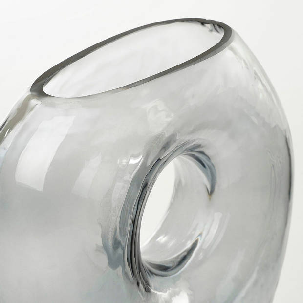 Mica Decorations Bloemenvaas Jay - grijs transparant glas - 18 x 7,5 x 22 cm - decoratieve vaas - Vazen