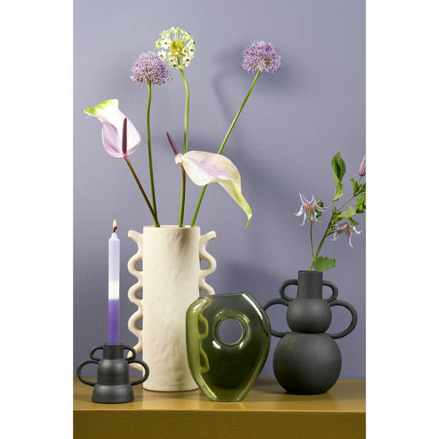 Mica Decorations Bloemenvaas Jay - groen transparant glas - 18 x 7,5 x 22 cm - decoratieve vaas - Vazen