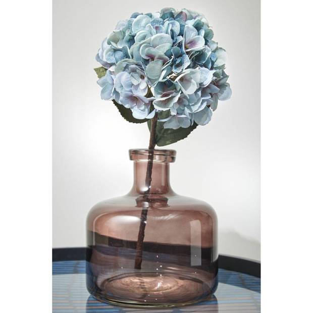 Mica Decorations Kunstbloem Hortensia tak - lichtblauw - 51 cm - losse steel - Kunst zijdebloemen - Kunstbloemen