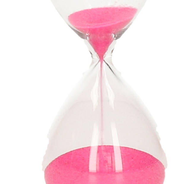 Zandloper cilinder Timer - decoratie of tijdsmeting - 10 minuten roze zand - H16 cm - glas - Zandlopers