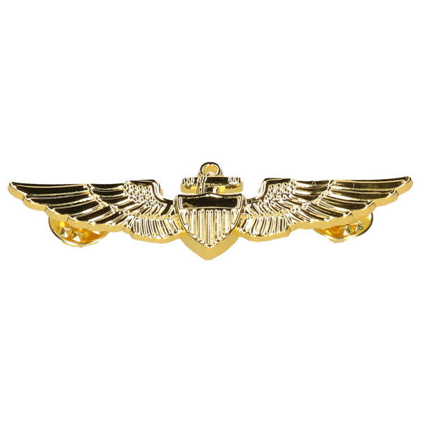 Piloten/Vliegeniers verkleed broche - goud - metaal - 7 cm - Carnaval accessoiresA  - Verkleedsieraden