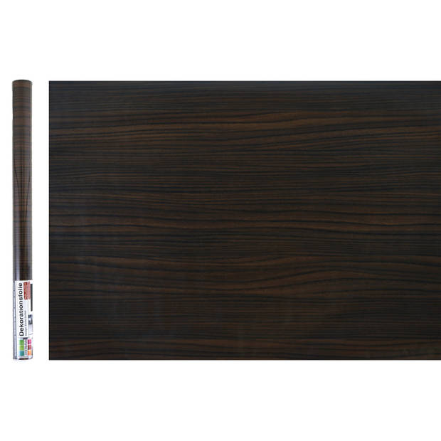 Decoratie plakfolie - donkerbruin hout patroon - 45 cm x 200 cm - zelfklevend - Meubelfolie