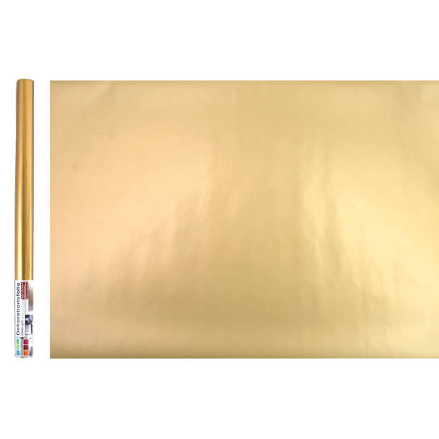 Decoratie plakfolie - goud metallic kleur - 45 cm x 200 cm - zelfklevend - Meubelfolie