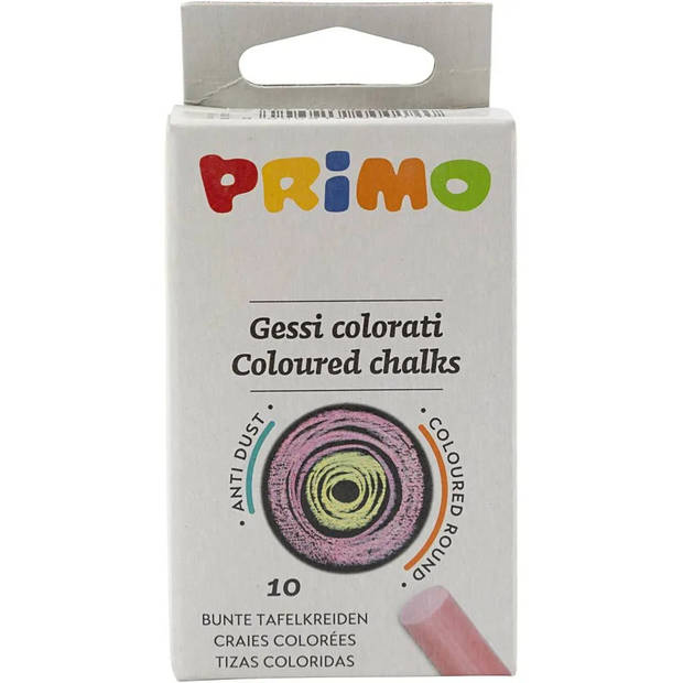 Primo Schoolbord krijtjes - pakje van 10x stuks - gekleurd - School/leraar kwaliteit krijtjes - Schoolbordkrijtjes