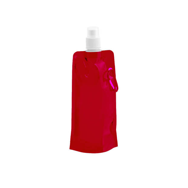 Drinkfles - rood - navulbaar - opvouwbaar met haak - 400 ml - festival/outdoor - Bidons