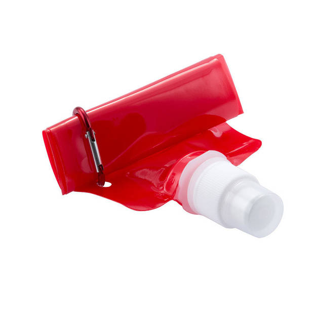 Drinkfles - rood - navulbaar - opvouwbaar met haak - 400 ml - festival/outdoor - Bidons