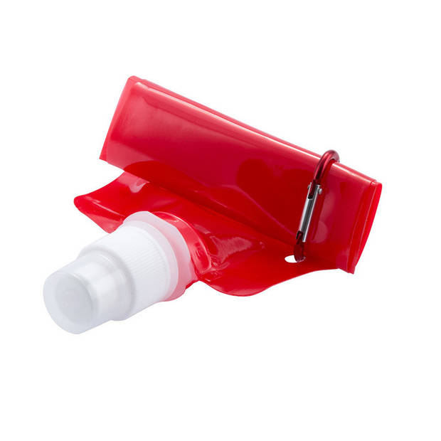 Drinkfles - rood - navulbaar - opvouwbaar met haak - 400 ml - festival/outdoor - Bidons