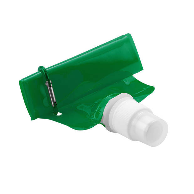 Drinkfles - groen - navulbaar - opvouwbaar met haak - 400 ml - festival/outdoor - Bidons