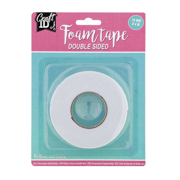 Dubbelzijdig tape/plakband - wit - 3x rolletje van 400 cm - 18 mm breed - Tape (klussen)