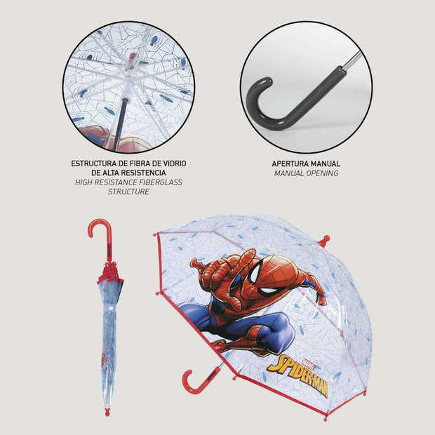 Marvel Spiderman paraplu - rood - D71 cm - voor kinderen - regen accessoires - Paraplu's