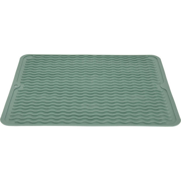 Afwas afdruipmat keuken - anti-slip- rubber - groen stip- 30 x 40 cm - Afdruiprekken