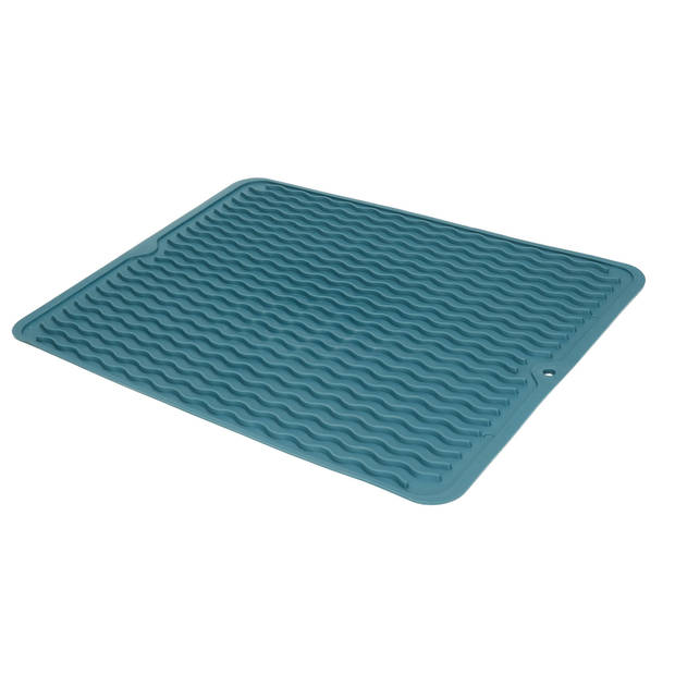 Afwas afdruipmat keuken - anti-slip- rubber - blauw stip- 30 x 40 cm - Afdruiprekken