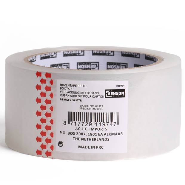 Benson Verpakkingstape - transparant - 48mm x 66m - verpakkingsbenodigdheden voor kantoor/thuis - Tape (klussen)
