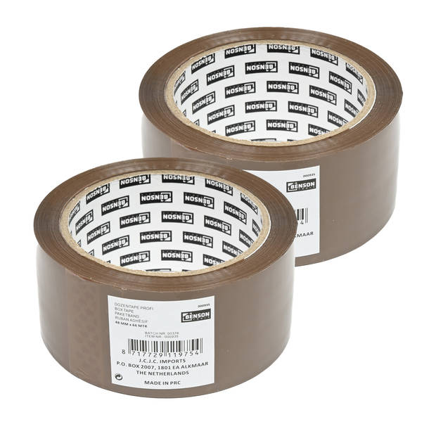 Benson Verpakkingstape - 2x - bruin - 48mm x 66m - verpakkingsbenodigdheden voor kantoor/thuis - Tape (klussen)