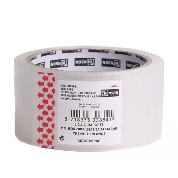 Benson Verpakkingstape - 2x - transparant - 48mm x 50m - verpakkingsbenodigdheden voor kantoor/thuis - Tape (klussen)