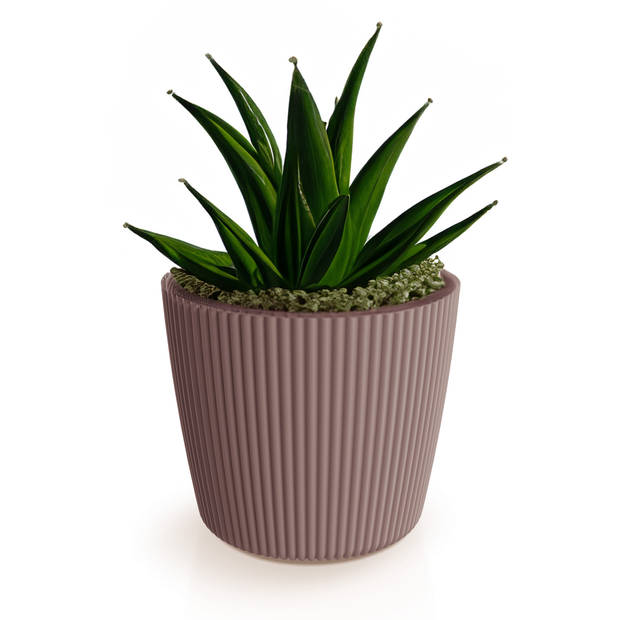 Prosperplast Plantenpot/bloempot Buckingham - 2x - kunststof - terra bruin - 23 x 21 cm - Plantenpotten