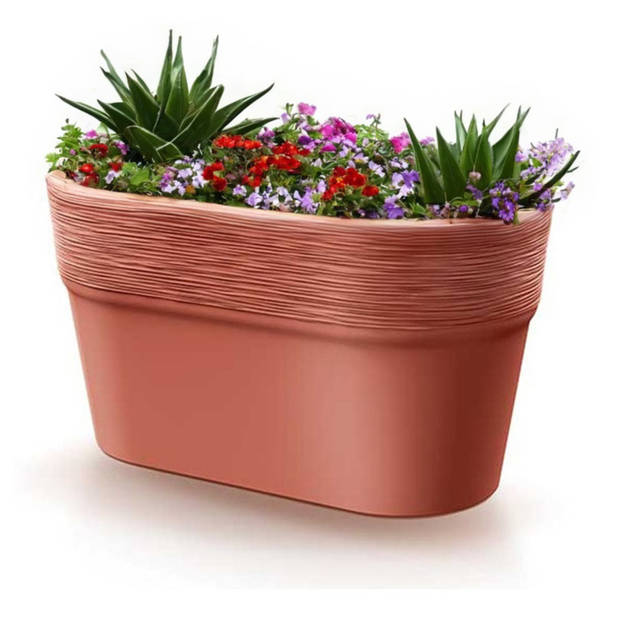 Prosperplast Plantenpot/bloempot Windsor - kunststof - terracotta - L28 x B15 x H15 cm - Plantenpotten