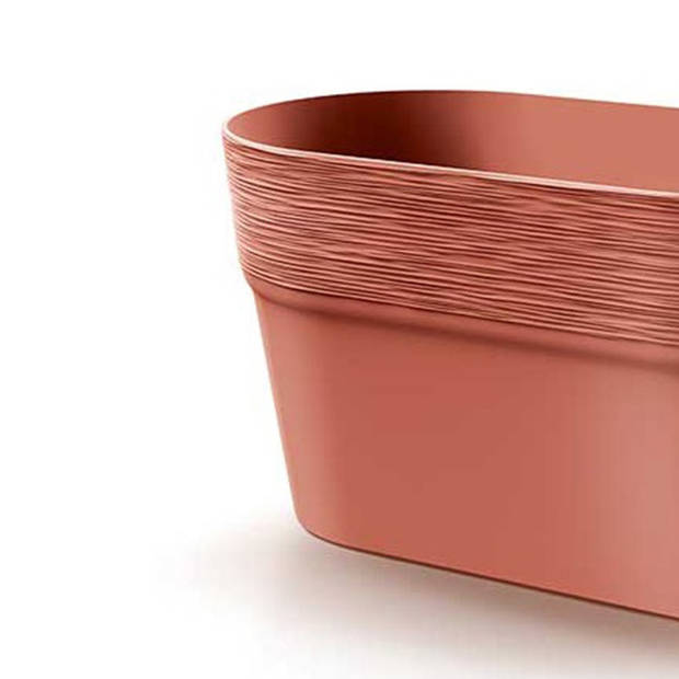 Prosperplast Plantenpot/bloempot Windsor - 2x - kunststof - terracotta - L28 x B15 x H15 cm - Plantenpotten