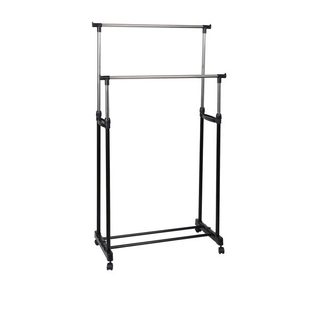 Urban Living Kledingrek - dubbele stang - metaal - zwart - 80x42x170cm - Kledingrekken