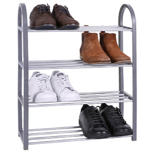 Urban Living Schoenenrek - grijs - 8x schoenen - kunststof -50x19x66cm - Schoenenrekken