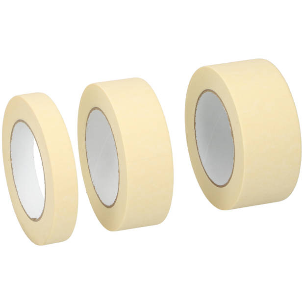 Kinzo Afplaktape/schilderstape - 2x verschillende maten - wit - 19/25/50mm x 5m - binnen/buiten - Tape (klussen)