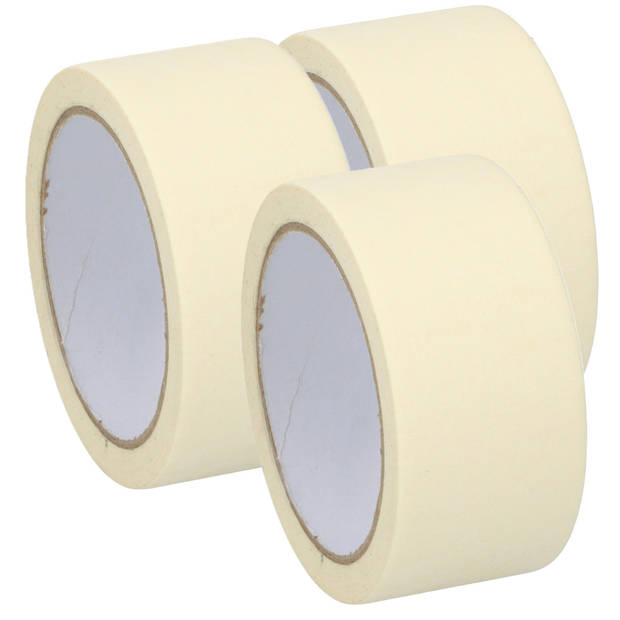 Kinzo Afplaktape/schilderstape - 3x - wit - 48mm x 25m - voor binnen/buiten - Tape (klussen)