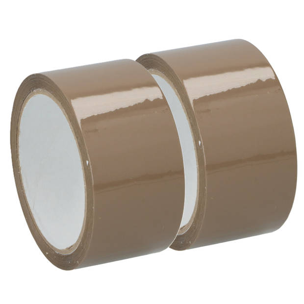 Kinzo Verpakkingstape - 2x - bruin - 48mm x 50m - verpakkingsbenodigdheden voor kantoor/thuis - Tape (klussen)