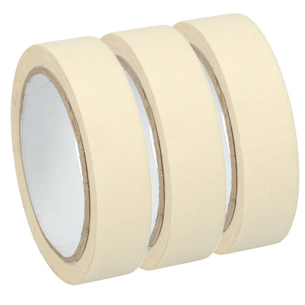 Kinzo Afplaktape/schilderstape - 3x - wit - 25mm x 25m - voor binnen/buiten - Tape (klussen)