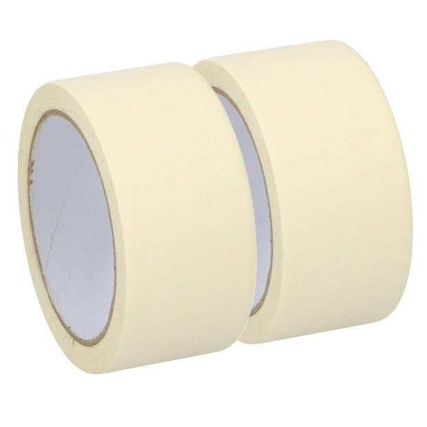 Kinzo Afplaktape/schilderstape - 2x - wit - 48mm x 25m - voor binnen/buiten - Tape (klussen)