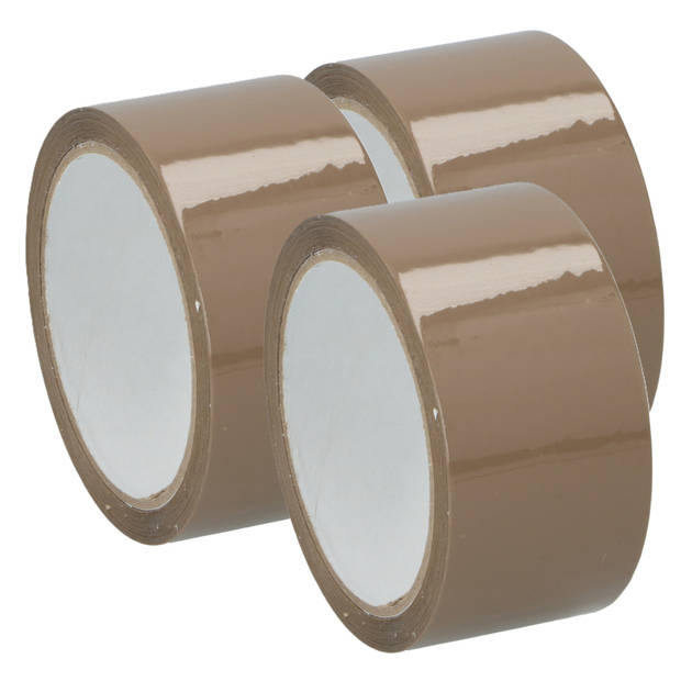 Kinzo Verpakkingstape - 3x - bruin - 48mm x 50m - verpakkingsbenodigdheden voor kantoor/thuis - Tape (klussen)